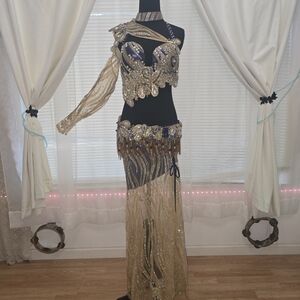 Asymmetrical Gold and Black Women's Dress